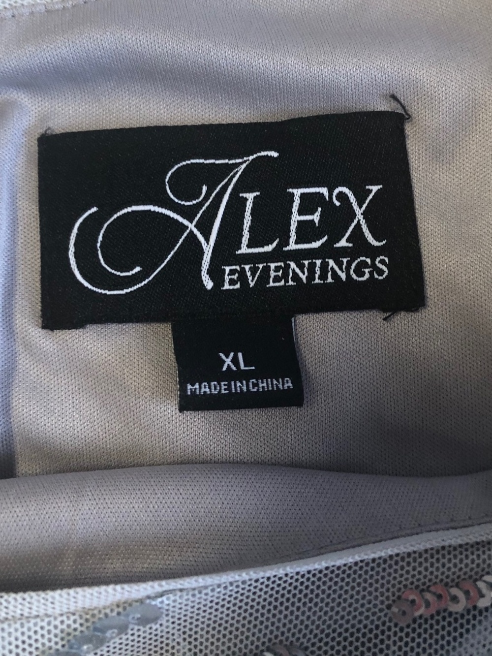 Alex Evenings Womens size XL Silver Sequin 2 Layer 3/4” SleeveBlouse